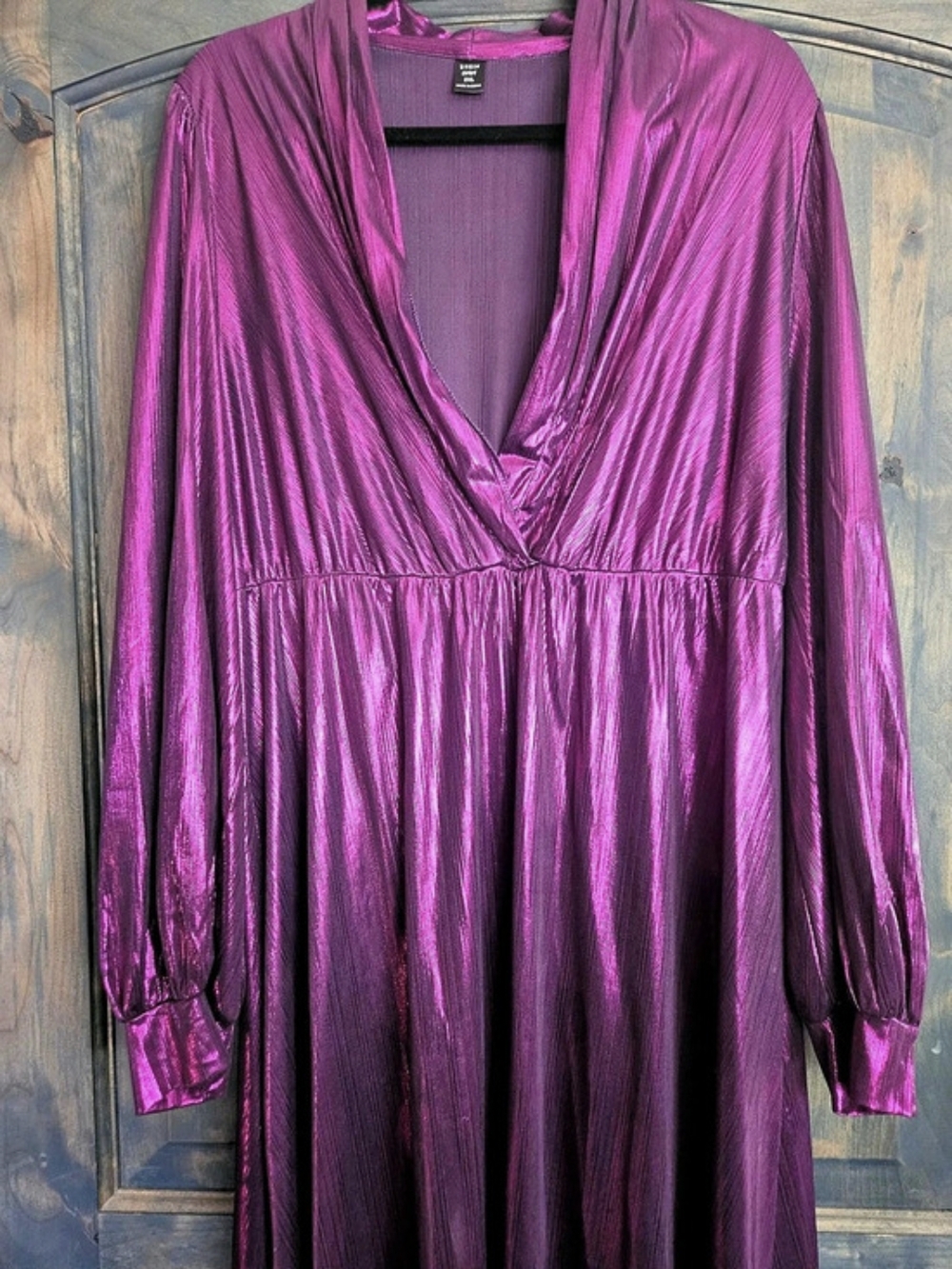 SHEIN Metallic Long Sleeve Maxi Dress in Purple